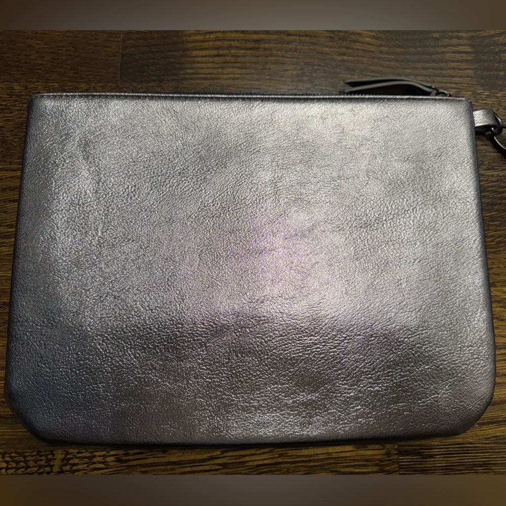 Metallic Silver Pouch with Text - Picture 2 of 5